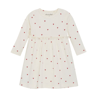 Bambus-Baumwolle Babykleid Beige mit Herzprint von Minymo