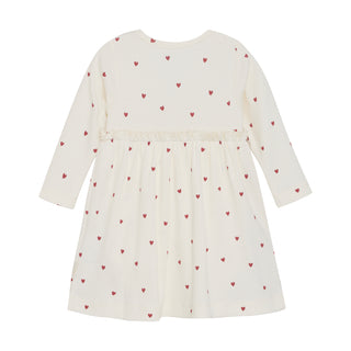 Bambus-Baumwolle Babykleid Beige mit Herzprint von Minymo