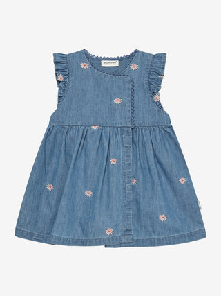 Babykleid Denim mit Blumenstickerei von Minymo