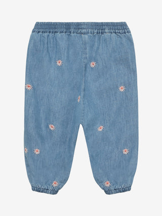 Lange Babyhose Denim mit Blumenstickerei von Minymo