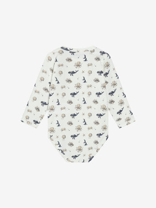 Langarm Baumwoll Body White Pepper mit Fischprint von Minymo