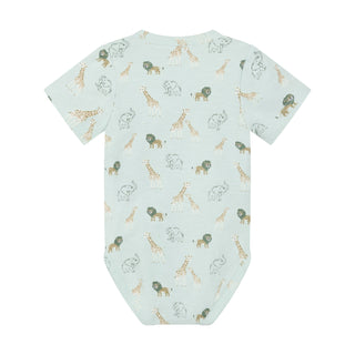 Kurzarm Baumwoll Body Sprout Green mit Tierprint von Minymo
