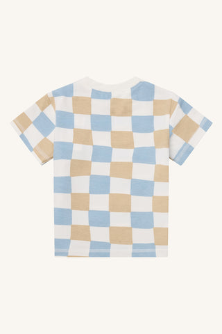 T-Shirt mit Weissen-Braunen-Blauen Quadraten von Hust & Claire