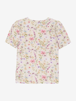 T-Shirt Weiss mit Blumenmuster von Minymo
