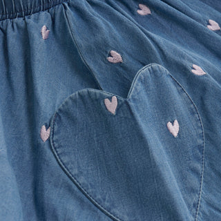 Jeans Jupe Hellblau mit Herzstickerei von Minymo