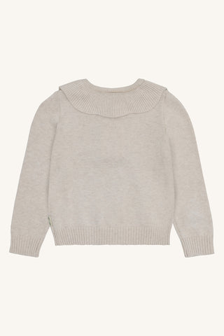 Strickjacke Camilia Beige mit Blumenstrickerei von Hust & Claire