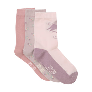 Baumwolle Socken 3er Pack Rosa-Lila-Blumenmuster von Minymo