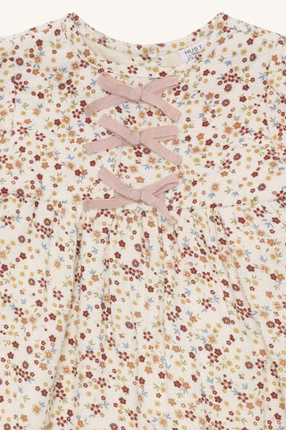 Langarm-Kleid Karoline Beige mit Blumenmuster von Hust & Claire