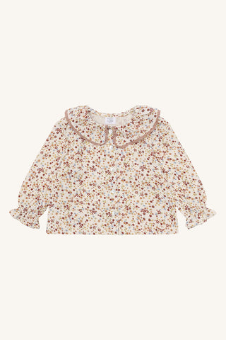 Langarm-Bluse Roselyn Beige mit Blumenmuster von Hust & Claire