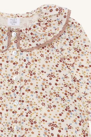 Langarm-Bluse Roselyn Beige mit Blumenmuster von Hust & Claire