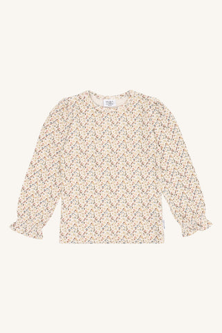 Modal-Baumwollshirt Alma Beige mit Blumenprint von Hust & Claire