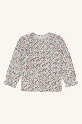 Modal-Baumwollshirt Alma Hellblau mit Blumenprint von Hust & Claire