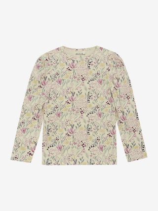 Langarm Shirt Beige mit farbigem Blumenmuster von Minymo