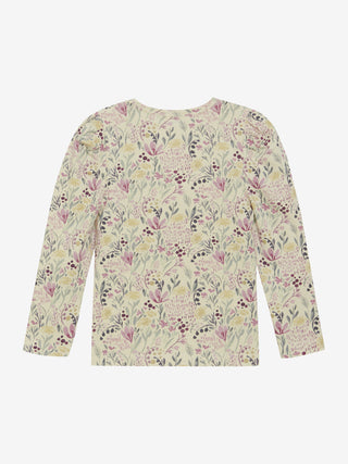 Langarm Shirt Beige mit farbigem Blumenmuster von Minymo