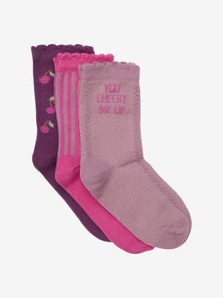 Baumwolle Socken 3er Pack Violett-Pink-Lila von Minymo