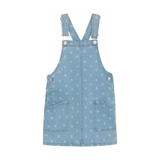 Jeans Latz-Kleid Hellblau mit Gänseblümchen von Minymo
