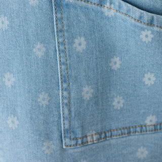 Jeans Latz-Kleid Hellblau mit Gänseblümchen von Minymo