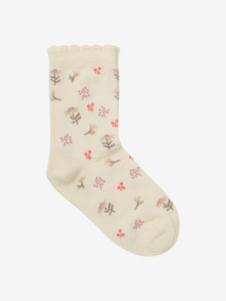 Baumwolle Socken 3er Pack Rosa-Blau und Beige mit Blumenmuster von Minymo