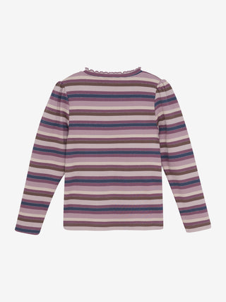 Langarm Rib-Shirt Rose Brown mit Streifenmuster von Minymo