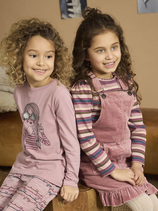 Langarm Rib-Shirt Rose Brown mit Streifenmuster von Minymo