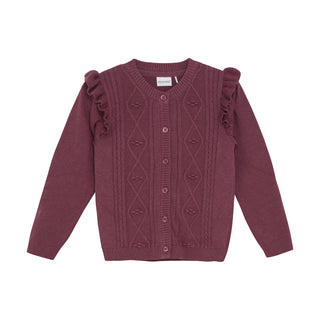 Strickjacke für Kinder Rose Brown mit Rüschen von Minymo