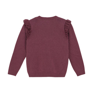 Strickjacke für Kinder Rose Brown mit Rüschen von Minymo