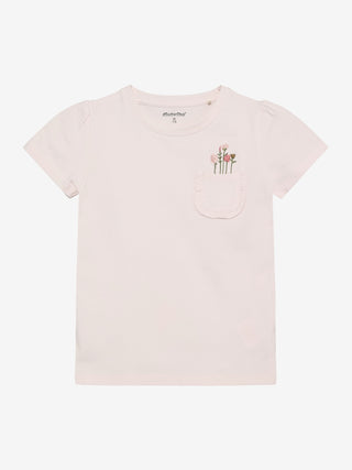 T-Shirt Delicacy Zartrosa mit Blumenstrickerei von Minymo