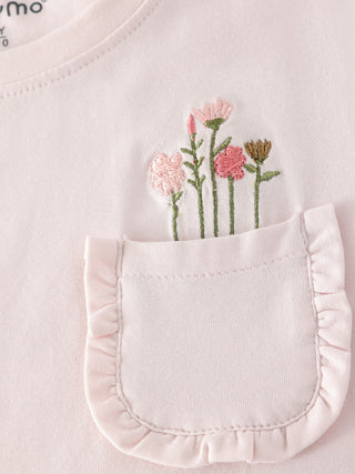 T-Shirt Delicacy Zartrosa mit Blumenstrickerei von Minymo