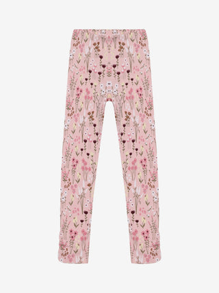 Baumwoll Ripp-Leggings Solver Pink mit Blumenmuster von Minymo