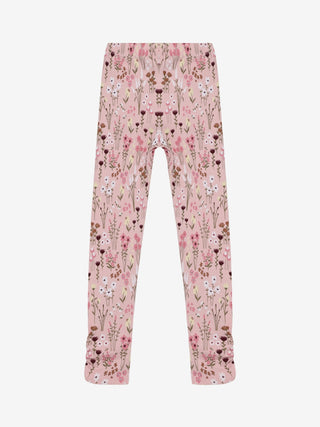 Baumwoll Ripp-Leggings Solver Pink mit Blumenmuster von Minymo