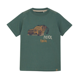 T-Shirt Dark Forest Grün mit Police-Print von Minymo