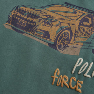 T-Shirt Dark Forest Grün mit Police-Print von Minymo