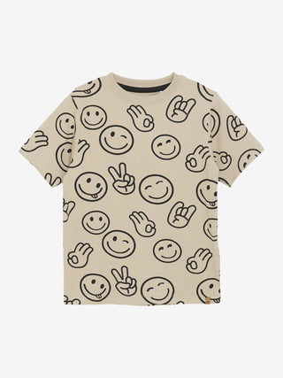 T-Shirt Beige mit Smileyprint von Minymo