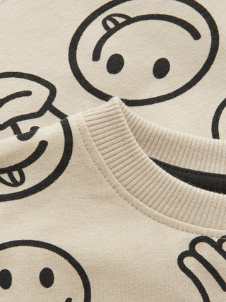 T-Shirt Beige mit Smileyprint von Minymo