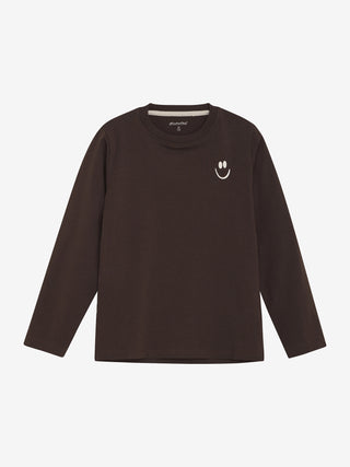 Langarm Shirt Braun mit Smiley von Minymo