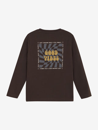 Langarm Shirt Braun mit Smiley von Minymo