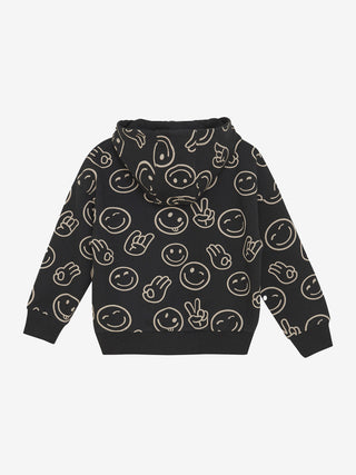 Hoodie Schwarz mit Smileyprint von Minymo