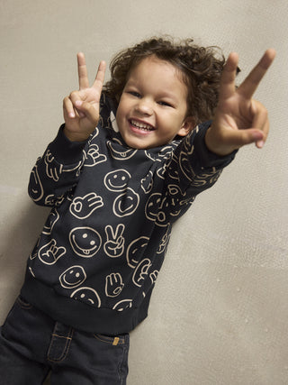 Hoodie Schwarz mit Smileyprint von Minymo