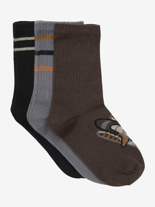 Baumwolle Socken 3er Pack Braun-Grau-Schwarz von Minymo