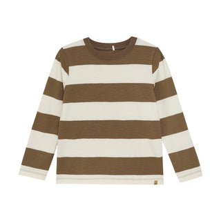 Langarm Shirt Chocolate Chip Braun-Weiss gestreift von Minymo