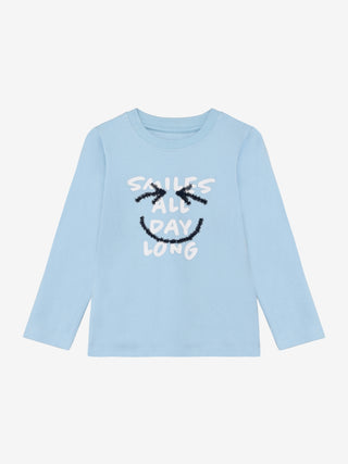 Langarm Shirt Niagara Mist Hellblau mit Schriftzug von Minymo