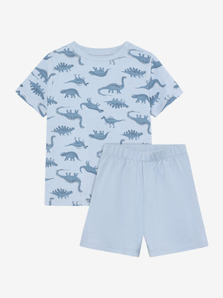 Bambus Kurzarm Pyjama Set Hellblau mit Dinoprint von Minymo