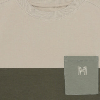Sweatshirt green and white patterned with saying from Minymo