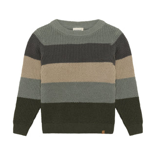 Strickpullover Beetle Grün-Grau-Blau gestreift von Minymo