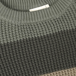 Strickpullover Beetle Grün-Grau-Blau gestreift von Minymo