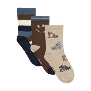 Baumwolle Socken 3er Pack Bagger-Smilie-Streifen von Minymo