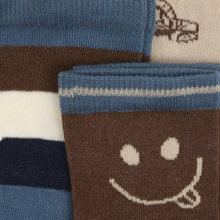 Baumwolle Socken 3er Pack Bagger-Smilie-Streifen von Minymo