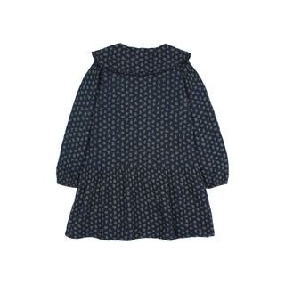 Musselin Kleid Navy Blau mit Blumenprint von Búho Barcelona