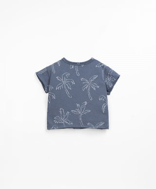 T-Shirt Blau-Grau mit Palmenprint von Play Up