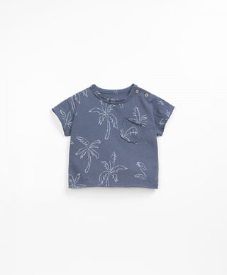 T-Shirt Blau-Grau mit Palmenprint von Play Up